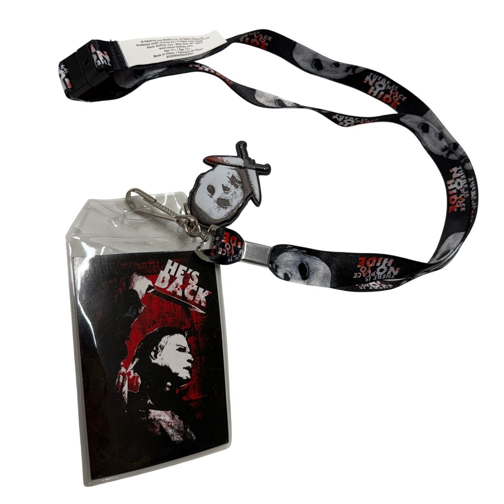 Halloween Michael Myers Lanyard with ID Holder and Mask Charm